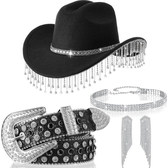 Cowgirl Hat Rhinestones Jewelry Set Western Party Accessory for Women main image 6